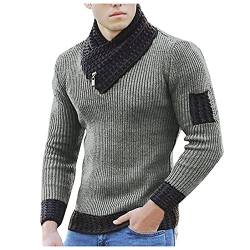 Solid High Herren Schal England Pullover Farbe Kragen Pullover Größe Herren Pullover Pullover Jack Herren 03 (Grey, S) von LOIJMK