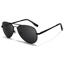 LOJUDI Pilotenbrille Kinder Sonnenbrille Polarisierte Fliegerbrille Coole Verspiegelt mit UV400 Schutz für Jungen MäDchen Teenage 8-18 Jahre-Schwarz/Schwarz von LOJUDI