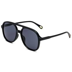 LOJUDI Sonnenbrille Herren Damen Retro - Pilotenbrille Polarisiert 70er Jahre Fliegerbrille Vintage Brille UV400 Schutz-Schwarz/Schwarz von LOJUDI