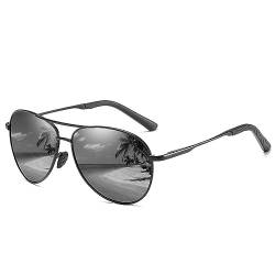 LOJUDI Sonnenbrille Herren Pilotenbrille Polarisiert Fliegerbrille Damen Schwarz Metallrahmen Unisex Vintage Verspiegelt Sonnenbrillen UV400 Schutz - Schwarz Rahmen/Grau Linse von LOJUDI