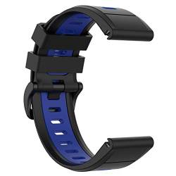 LOKEKE Ersatz-Armband für Garmin Fenix 6X Pro – 26 mm Ersatz-Silikon-Armband für Garmin Fenix 6X/6X Pro Fenix 5X/5X Plus Descent Mk1 (Silikon schwarz + blau) von LOKEKE