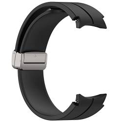 LOKEKE Silikonband für Samsung Galaxy Watch 5, 4, 4, Classic (Silikon, schwarz), Edelstahl, Künstlicher Quarz. von LOKEKE