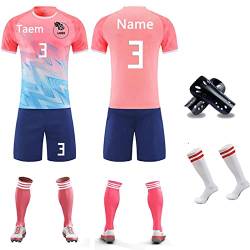 LOKWAXYA Fußball Trikot Kinder Erwachsene Set Benutzerdefiniertes Name Nummer Team für Fußball Set- Personalisierbares Geschenk, Fussballtrikot Jungs Mädchen Erwachsene(Color:Rose) von LOKWAXYA