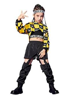 3-teiliges Hip Hop Kleidung Set für Mädchen, Streetdance Outfit, Kapuzenpullover, Weste, Cargohose von LOLANTA