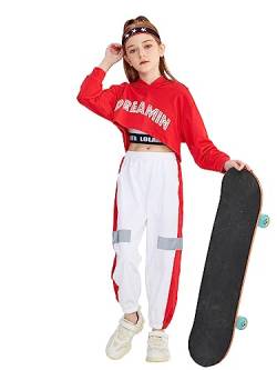 3-teiliges Set Mädchen Hip Hop Tanzkleidung, Street Dance Kleidung für Kinder, Hoodie, Tank Top, Joggerhose von LOLANTA