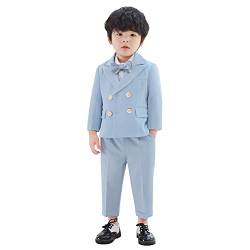 LOLANTA 2-teilig Kinderanzug Set, Festliche Jungenanzüge, Eleganter Anzug für Kinder, Sakkos Hosenanzug mit Fliege(Blau,5-6 Jahre,Tag 120) von LOLANTA