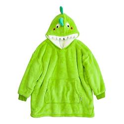 LOLANTA Dinosaurier Decke Hoodie für Kinder, superweiche warme Plüschdecke, grün, 3-7 Jahre, M von LOLANTA