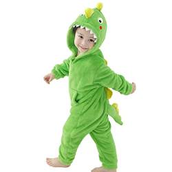 LOLANTA Dinosaurier Kostüm Kleinkind,Junge Flanell Kapuzenpullover Einteiler (Dunkelgrün, 2-4 Jahre) von LOLANTA