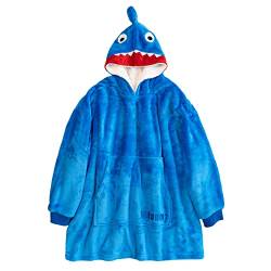 LOLANTA Hai-Decke Hoodie für Kinder, Superweiche warme Plüschdecke, Blau, 3-7 Jahre, M von LOLANTA