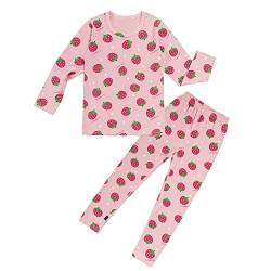 LOLANTA Kinder Schlafanzug Pyjamas mit Erdbeereprint,Oberteil Hose Pyjamaset(3-4 Jahre,Rosa,Tag 100) von LOLANTA