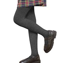 LOLANTA Mädchen Winter Strumpfhose Dickes Fleece Gefüttert Dehnbar Weiche Strumpfhose Schuluniform, hellgrau, L (9-11 Jahre) von LOLANTA