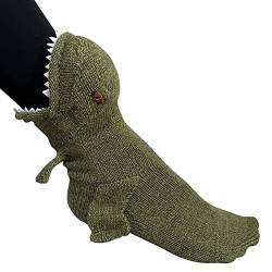 LOLAT Neuheit Socken Unisex Strick T-Rex Dinosaurier Hai Krokodil Tier Socken Weihnachten Kreative Winter Hause Warme Socken (38-45), Grün , Einheitsgr��e von LOLAT