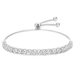 LOLIAS 3/4MM Tennisarmband Damen Silber Tennis Armband Damen Zirkonia Verstellbare Armband Damen Silber Klassisches Tennis Bracelet Armbänder Schmuck Geschenk für Frauen von LOLIAS