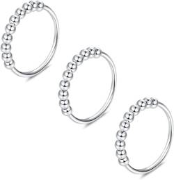 LOLIAS 3PCS Angst Spinning Ringe mit Perlen Band Ringe Set Zappelringe für Angst Dünne Stapelbare Ringe für Frauen von LOLIAS