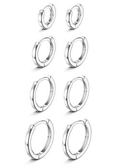 LOLIAS 4Paar 14K Vergoldet Kleine Creolen Ohrringe Set für Damen Herren CZ Huggies Ohrringe Hypoallergene Knorpel Kleine Creolen Schläfer Ohrringe Piercing 6mm 8mm 10mm 12mm von LOLIAS