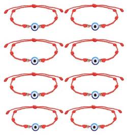 LOLIAS 8 Stück Bösen Blick Armbänder für Damen Männer Türkisches Auge Armbänder Rotes String Evil Eye Armbänder 7 Knoten Armbänder Einstellbare Paare Freundschaft Armbänder von LOLIAS
