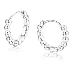 LOLIAS Creolen Silber 925 Klein, 925 Sterling Silber Ohrringe Creolen, Ohrringe Kreolen für Damen Mädchen, Nickelfrei Hypoallergen Schlafen Knorpel Huggie Rund Silber Creolen 10MM von LOLIAS