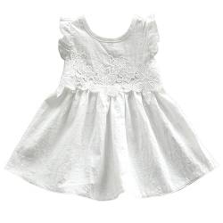 LOLIWE Leinen-Baumwolle Taufkleid Festkleid Baby Mädchen Kleid Blumenmädchenkleid (56) von LOLIWE