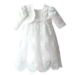 LOLIWE Taufkleid Satinbolero Baby Mädchen Kleid Blumenmädchenkleid M22 (DE/NL/SE/PL, Numerisch, 74) von LOLIWE