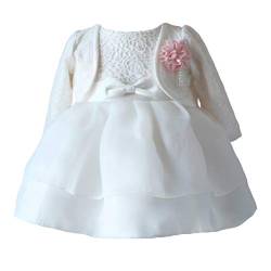 LOLIWE Taufkleid Taufbolero Baby Mädchen Kleid Blumenmädchenkleid Festlich Kleid Babybekleidung (DE 92) von LOLIWE