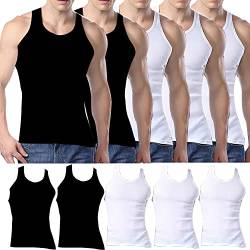 Herren Tank Tops Multipack Baumwolle Weste für Herren Ärmelloses Unterhemd Basic Einfarbig Unterwäsche, 3 x weiß, 2 x schwarz, L von LOLPIP