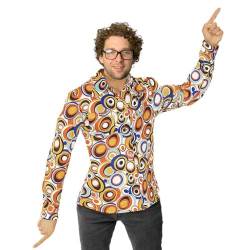 LOMUG Hippie Hemd Herren 70er,70er Jahre Herrenhemd,Hippie Kostüm Herren Karneval Mottoparty(Größe S) von LOMUG