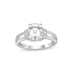 LONAGO 1.5CT Moissanite Versprechen Ring für Hochzeit 925 Sterling Silber 6mm *8mm Kissen Geschnitten Moissanite Ring für Frauen Mutter (10) von LONAGO