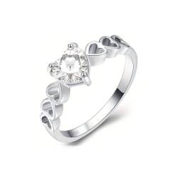 LONAGO 1CT Moissanite Ring für Verlobung 925 Sterling Silber 6.5mm Herz Geschnitten Moissanite Versprechen Ring für Hochzeitstag (10) von LONAGO