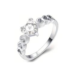 LONAGO 1CT Moissanite Ring für Verlobung 925 Sterling Silber 6.5mm Herz Geschnitten Moissanite Versprechen Ring für Hochzeitstag (12) von LONAGO