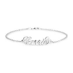 LONAGO 925 Sterling Silber Custom Name Armband Personalisiert Alle Namen Armband für Frauen Mädchen Geschenke (White Gold Plated Silver) von LONAGO