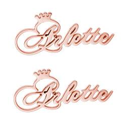 LONAGO 925 Sterling Silber Personalisierte Namen Ohrringe Krone Geformt Benutzerdefinierte Jeder Name Ohrringe Schmuck für Frauen Geschenk (copper-rose) von LONAGO