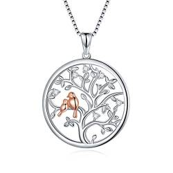 LONAGO Baum des Lebens Halskette 925 Sterling Silber Süß Vögel Stammbaum Anhänger Halskette für Frauen von LONAGO