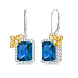 LONAGO Dezember Geburtsstein Ohrringe 925 Sterling Silber Biene mit Erstellt London Blau Topas Dangle Drop Ohrringe für Frauen von LONAGO