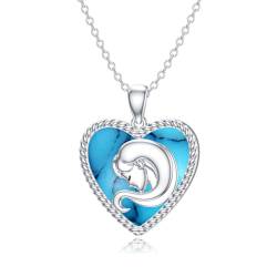 LONAGO Jungfrau Halskette 925 Sterling Silber Tierkreiszeichen Jungfrau mit Erschaffenen Türkis Anhänger Halskette für Frauen von LONAGO