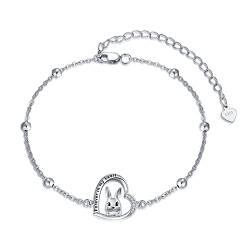 LONAGO Kaninchen Armband 925 Sterling Silber für Immer In Meinem Herzen Süß Hase Armband Schmuck für Frauen von LONAGO