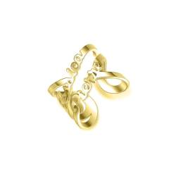 LONAGO Personalisierte 1-4 Namen Ring für Frauen 9K 14K 18K Echtes Gold Geburtsstein mit Benutzerdefiniertem Name Band Ring (Stil 6) von LONAGO