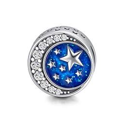 LONAGO Personalisierte Foto Charm 925 Sterling Silber Benutzerdefinierte Bilder Europäische Perlen Charm Fit Armband (Mond und Stern) von LONAGO