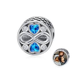 LONAGO Personalisierte Foto Charm Fit Charm Armband 925 Sterling Silber Herz Infinity Benutzerdefinierte Bild Bead Charm (März) von LONAGO