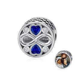 LONAGO Personalisierte Foto Charm Fit Charm Armband 925 Sterling Silber Herz Infinity Benutzerdefinierte Bild Bead Charm (September) von LONAGO