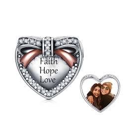 LONAGO Personalisierte Foto Charme für Frauen 925 Sterling Silber Glaube Hoffnung Liebe Bild Bead Charm von LONAGO