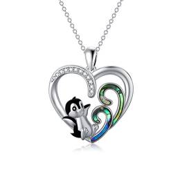 LONAGO Pinguin Halskette 925er Sterling Silber Abalone Schale Netter Pinguin Anhänger Halskette Schmuck für Frauen von LONAGO