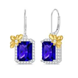 LONAGO Saphir Ohrringe 925 Sterling Silber Biene mit Erstellt Blauen Saphir Dangle Drop Ohrringe für Frauen von LONAGO