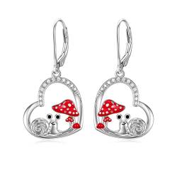 LONAGO Schnecke Ohrringe 925 Sterling Silber Netter Pilz mit Schnecke Dangle Ohrringe Schmuck für Frauen von LONAGO