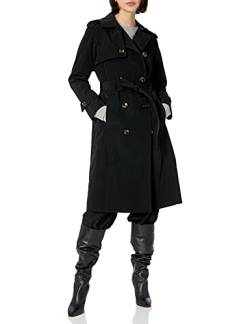 LONDON FOG Damen Zweireihiger Gürtel in 3/4-Länge Trenchcoat, Schwarz, XL von LONDON FOG