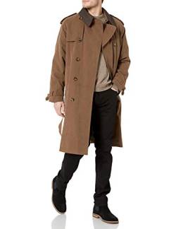 LONDON FOG Herren Kultiger zweireihiger Reißverschluss und abnehmbarem Kragen Trenchcoat, British Khaki, 48 von LONDON FOG