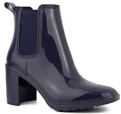 LONDON FOG Prite Damen Regenstiefel mit hohem Absatz, Marineblau, 37 EU von LONDON FOG