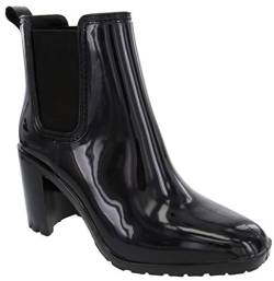 LONDON FOG Prite Damen Regenstiefel mit hohem Absatz, Schwarz, 43 EU von LONDON FOG