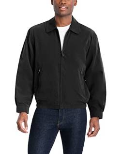 London Fog Herren Golfjacke mit Netzfutter und Reißverschluss vorne Leichte Baumwolljacke, Schwarz, L von LONDON FOG