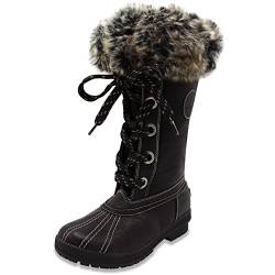 London Fog Melton Damen Schneestiefel für kaltes Wetter, wasserdicht, Schwarz (Schwarz wasserdicht), 40.5 EU von LONDON FOG