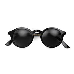 LONDON MOLE Eyewear - Graduate Sonnenbrille - Runde Brille - Coole Sonnenbrille - Modemarke - UV400 Schutz - Coole Sonnenbrille - Frühlingsscharniere - Glänzend Schwarz, schwarz glänzend von LONDON MOLE